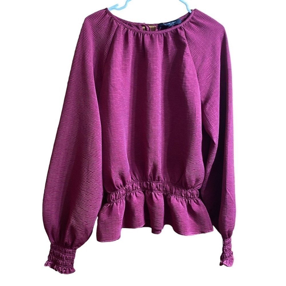 Marc New York Burgundy Peasant Top Long Sleeve Shirt Size Medium - Picture 1 of 7